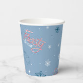 Frosty Blue Snowman Fake Pattern Pappbecher (Rückseite)