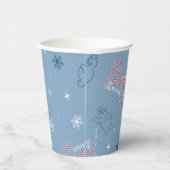 Frosty Blue Snowman Fake Pattern Pappbecher (Rechts)