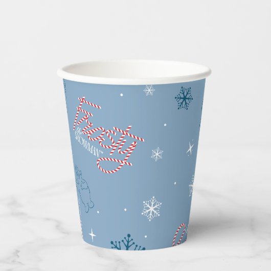 Frosty Blue Snowman Fake Pattern Pappbecher (Vorderseite)