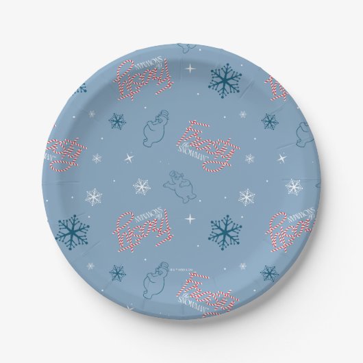Frosty Blue Snowman Fake Pattern Pappteller (Vorderseite)