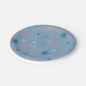 Frosty Blue Snowman Fake Pattern Pappteller (Schrägansicht)