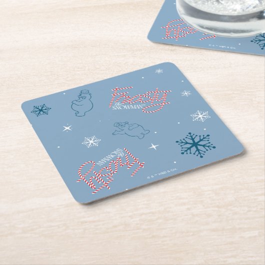 Frosty Blue Snowman Fake Pattern Rechteckiger Pappuntersetzer (angewinkelt)