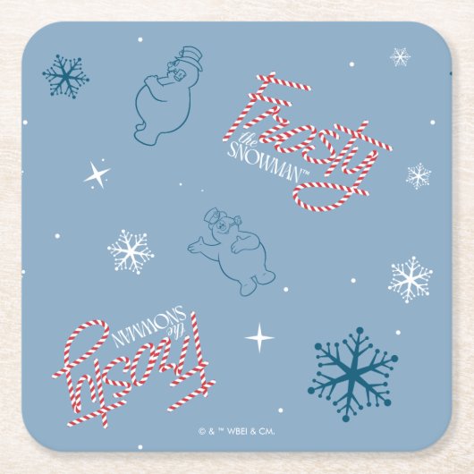 Frosty Blue Snowman Fake Pattern Rechteckiger Pappuntersetzer (Vorderseite)