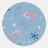 Frosty Blue Snowman Fake Pattern Runder Aufkleber (Vorderseite)
