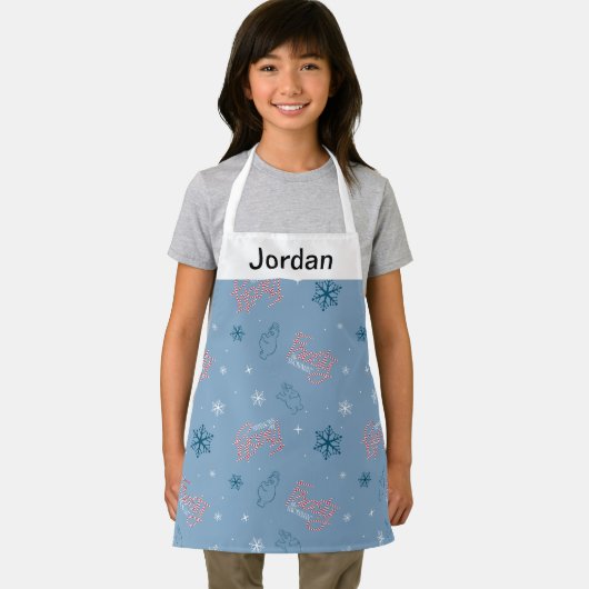 Frosty Blue Snowman Fake Pattern Schürze (Insitu)
