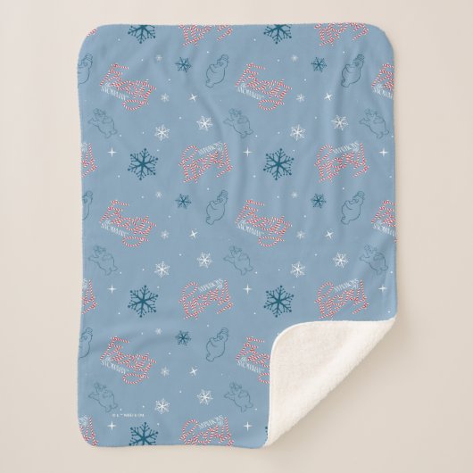 Frosty Blue Snowman Fake Pattern Sherpadecke (Vorderseite)