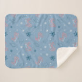 Frosty Blue Snowman Fake Pattern Sherpadecke (Vorderseite (Horizontal))