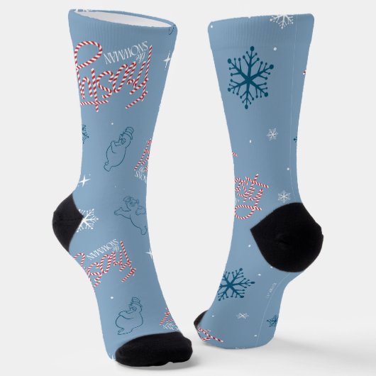 Frosty Blue Snowman Fake Pattern Socken (Gewinkelt)