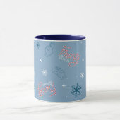 Frosty Blue Snowman Fake Pattern Tasse (Zentrum)