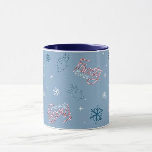 Frosty Blue Snowman Fake Pattern Tasse (Zentrum)