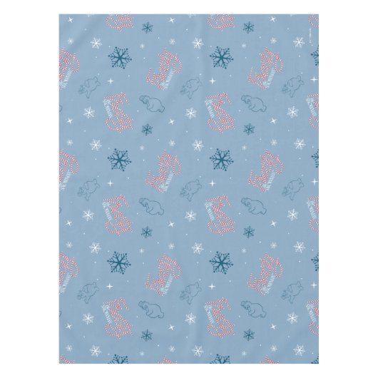 Frosty Blue Snowman Fake Pattern Tischdecke (Vorderseite)