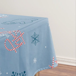 Frosty Blue Snowman Fake Pattern Tischdecke
