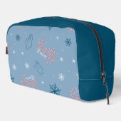 Frosty Blue Snowman Fake Pattern Waschbeutel (Rechte Ecke)