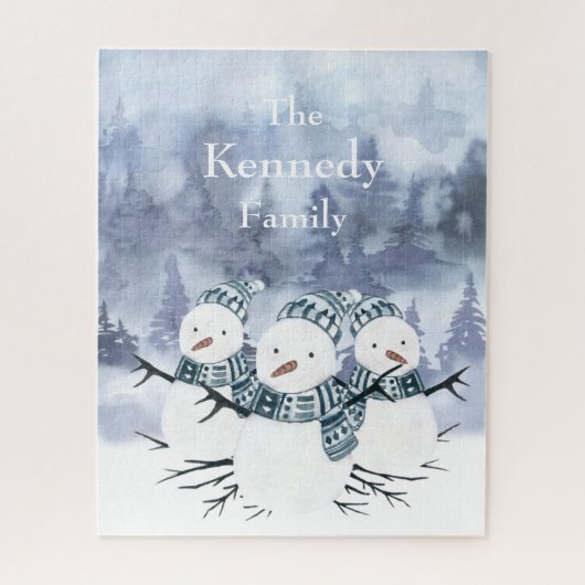 Frosty Blue Snowmen Family Puzzle (Vertikal)