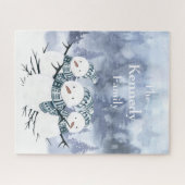 Frosty Blue Snowmen Family Puzzle (Horizontal)