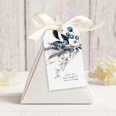 Frosty Blue Winter Floral Monogram Wedding Geschenkanhänger