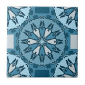 Frosty Blue Winter Mosaik Kaleidoscope Muster Fliese (Vorderseite)