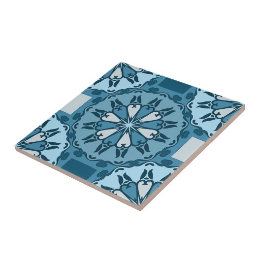 Frosty Blue Winter Mosaik Kaleidoscope Muster Fliese (Seite)