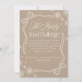 Frosty Bow Taupe Baby Food Challenge Game Sign Einladung (Vorderseite)