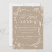 Frosty Bow Taupe Baby Food Challenge Game Sign Einladung (Rückseite)