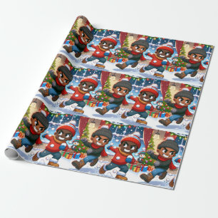 Frosty Boy Frenzy - Weihnachtswrapping Paper Geschenkpapier