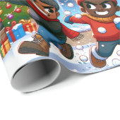 Frosty Boy Frenzy - Weihnachtswrapping Paper Geschenkpapier (Rolleneckpunkt)