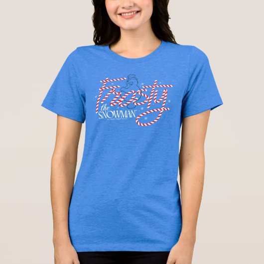 Frosty der Schneemann Candy Cane Logo Tri-Blend Shirt (Vorderseite)