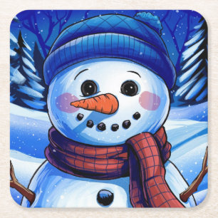 Frosty der Schneemann-Papiersetzer Rechteckiger Pappuntersetzer