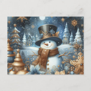 Frosty der Schneemann whimsical blaues Weihnachten Postkarte