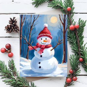 Frosty der Schneemann Winter-Aquarellmalerei Feiertagspostkarte