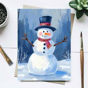 Frosty der Schneemann   Winter-Wasserfarbenmalerei Postkarte