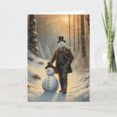 Frosty Elegance Beruflich Snowman Feiertagskarte (Vorderseite)
