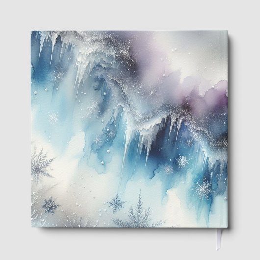 Frosty Elegance Hochzeit Moderne Wasserfarbe Icy Gästebuch (Rückseite)