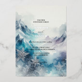 Frosty Elegance Moderne Wasserfarbe Silber Folieneinladung (Vorderseite)