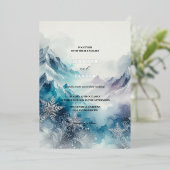 Frosty Elegance Moderne Wasserfarbe Silber Folieneinladung (Stehend vorne)