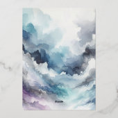 Frosty Elegance Moderne Wasserfarbe Silber Folieneinladung (Rückseite)