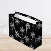 Frosty Elegance Snowflake Splendor Schwarzes Weihn Große Geschenktüte