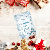 Frosty Elegant Blue & White Frosty Christmas Einladung