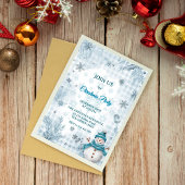 Frosty Elegant Blue & White Frosty Christmas Einladung