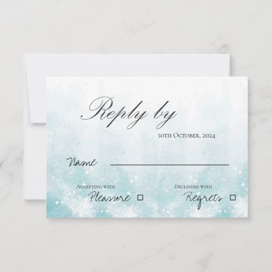 Frosty Fairytale Snowy Snowy Snowflakes Winterhoch RSVP Karte (Rückseite)