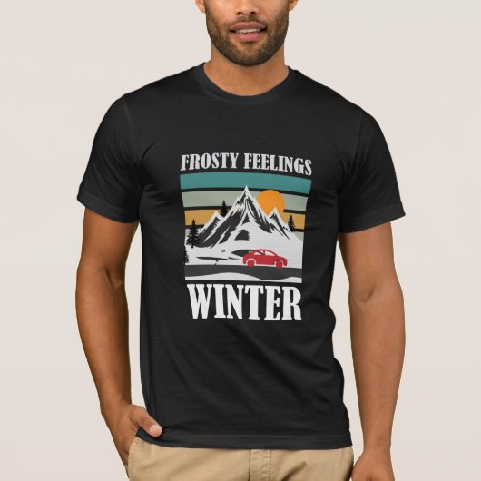 Frosty Feelings Winter Mountain Red Car T-Shirt (Vorderseite)