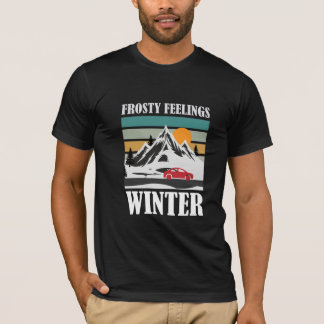 Frosty Feelings Winter Mountain Rotes Auto T-Shirt