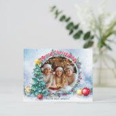 Frosty Frame Holiday Feiertagspostkarte (Stehend Vorderseite)