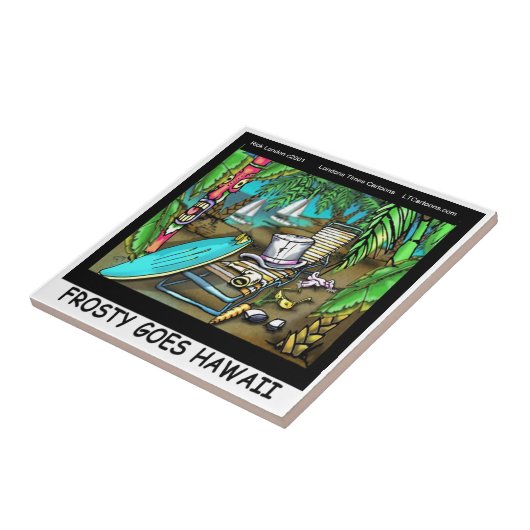 Frosty Goes Hawaii Funny Christmas Fliese (Seite)