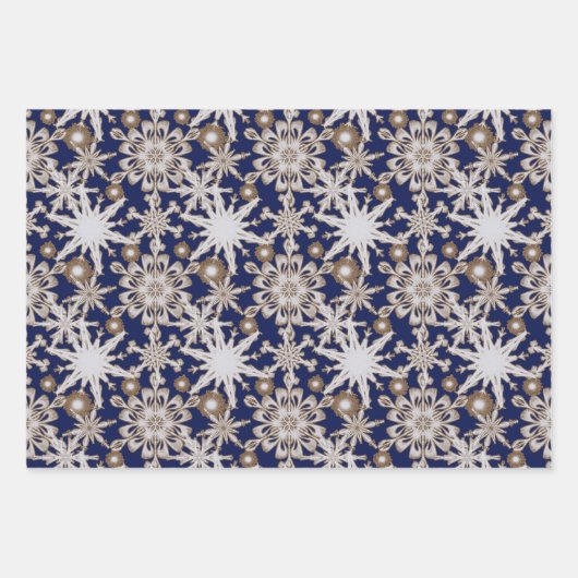 Frosty Gold beschnittene Schneeflocken Wrapping Pa Geschenkpapier Set (Vorderseite 3)