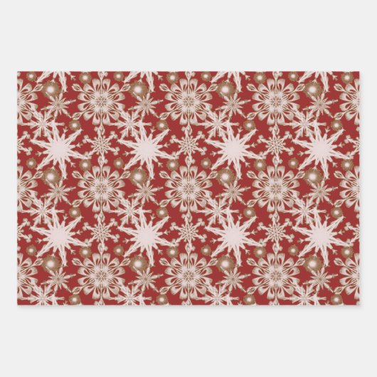 Frosty Gold beschnittene Schneeflocken Wrapping Pa Geschenkpapier Set (Vorderseite)