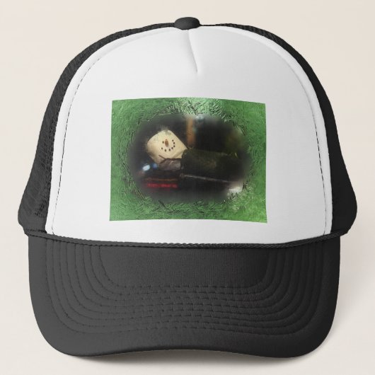Frosty Green S'mores Snowman Truckerkappe (Vorderseite)