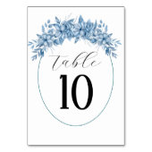 Frosty Grey Blue Floral Wedding Tischnummer (Vorderseite)