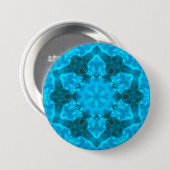 Frosty Ice Blue Snowflake Kaleidoscope Muster Button (Vorne & Hinten)