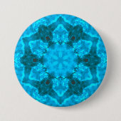 Frosty Ice Blue Snowflake Kaleidoscope Muster Button (Vorderseite)